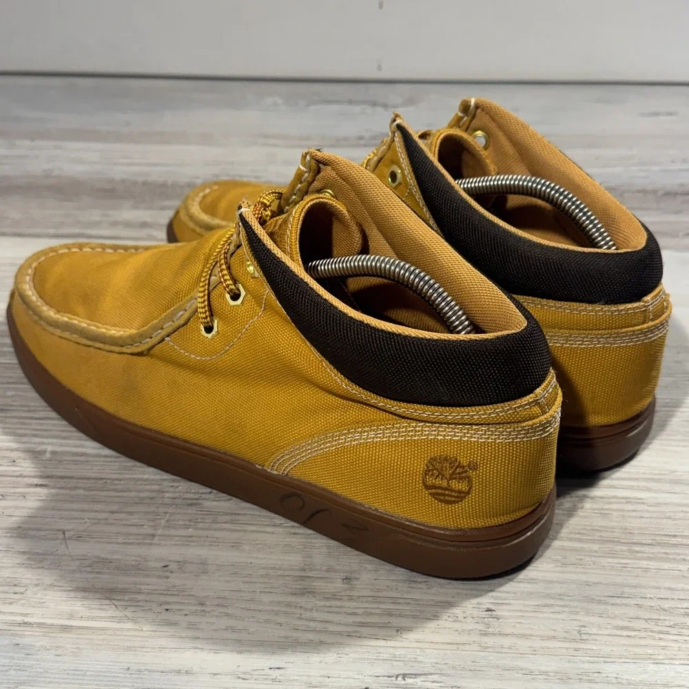 Timberland Groveton Canvas Moc Toe Shoes Men's Mustard Brown‎ Size 11